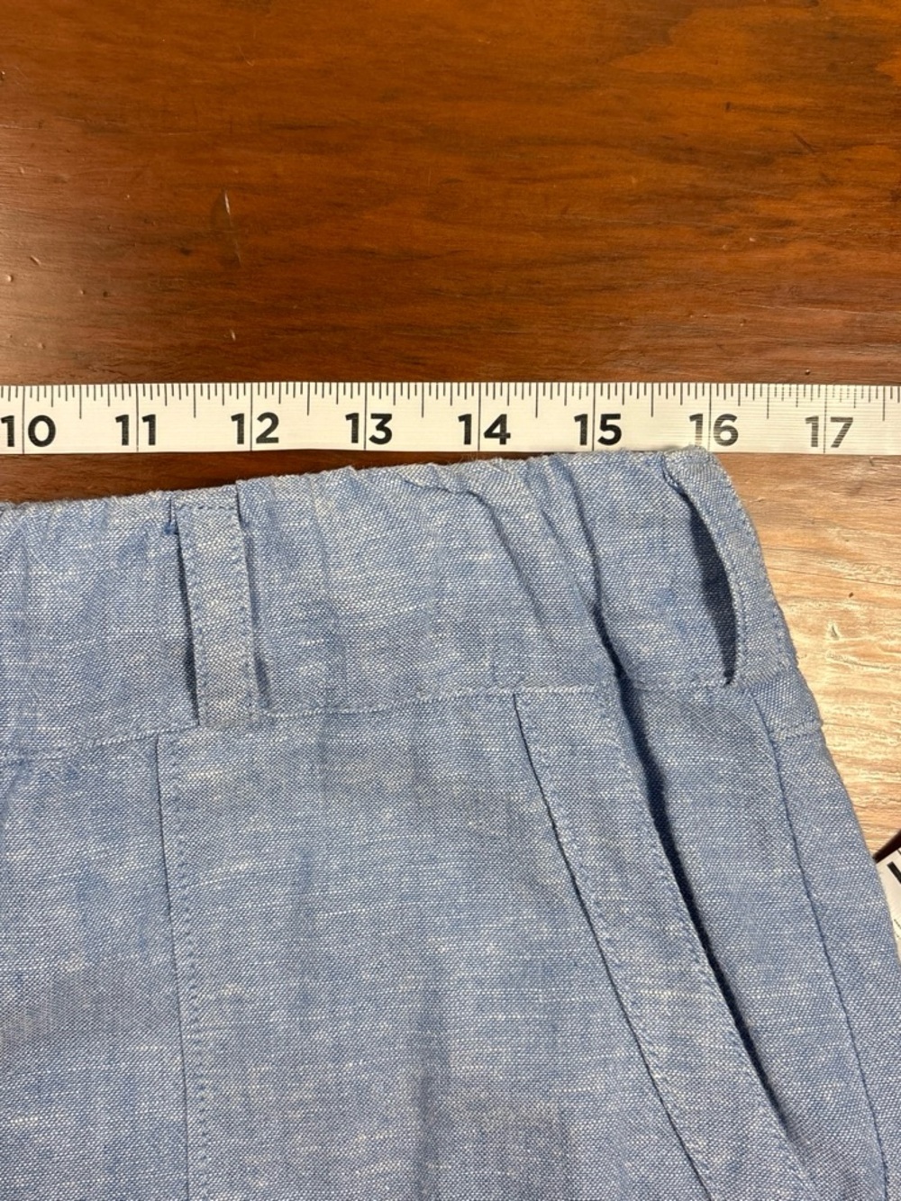 Light Blue Linen-Blend Tie-Waist Wide Leg Pants w/pockets size M - Picture 3 of 6